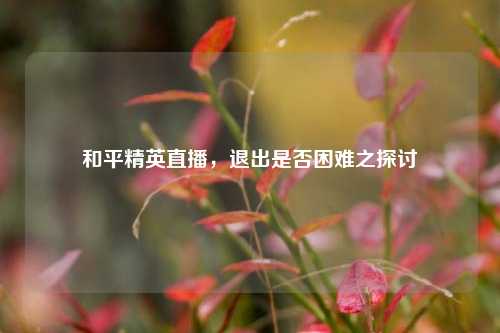 和平精英直播，退出是否困难之探讨